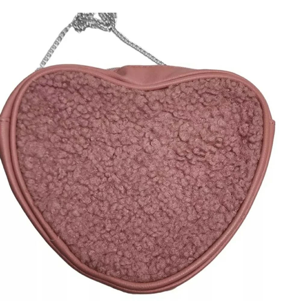 Bebe Pink Heart Crossbody Bag with Plush Texture - Picture 4 of 13